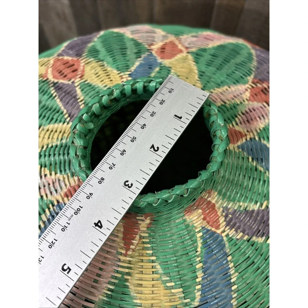 Vintage Handwoven African Coil Basket Large Tribal Wicker Vessel Boho Global